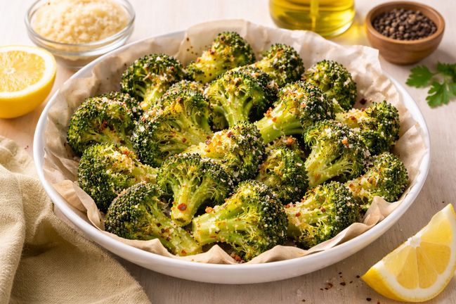 Brocoli crujiente con parmesano Brócoli Crujiente con Queso Parmesano en Molde de Papel Frygarra