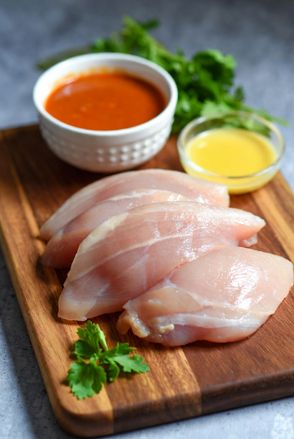 Pechuga de pollo Salsa picante y Mantequilla derretida