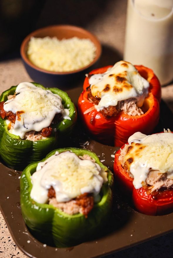 Pimientos Rellenos de Atún y Bechamel Pimientos Rellenos de Atún y Bechamel para molde de silicona Frygarra