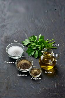 sal pimienta oregano y perejil