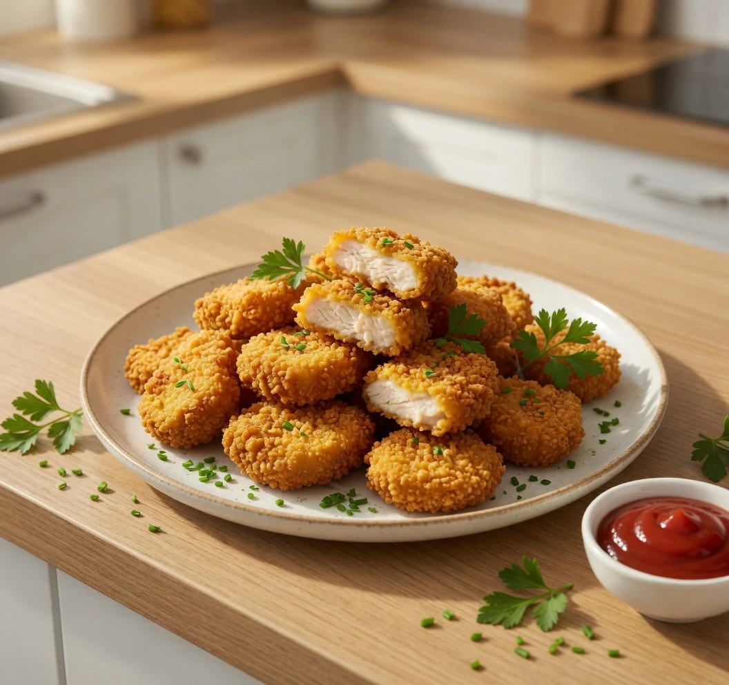 Nuggets de Pollo Caseros Crujientes Nuggets de pollo para Air Fryer en molde de papel Frygarra