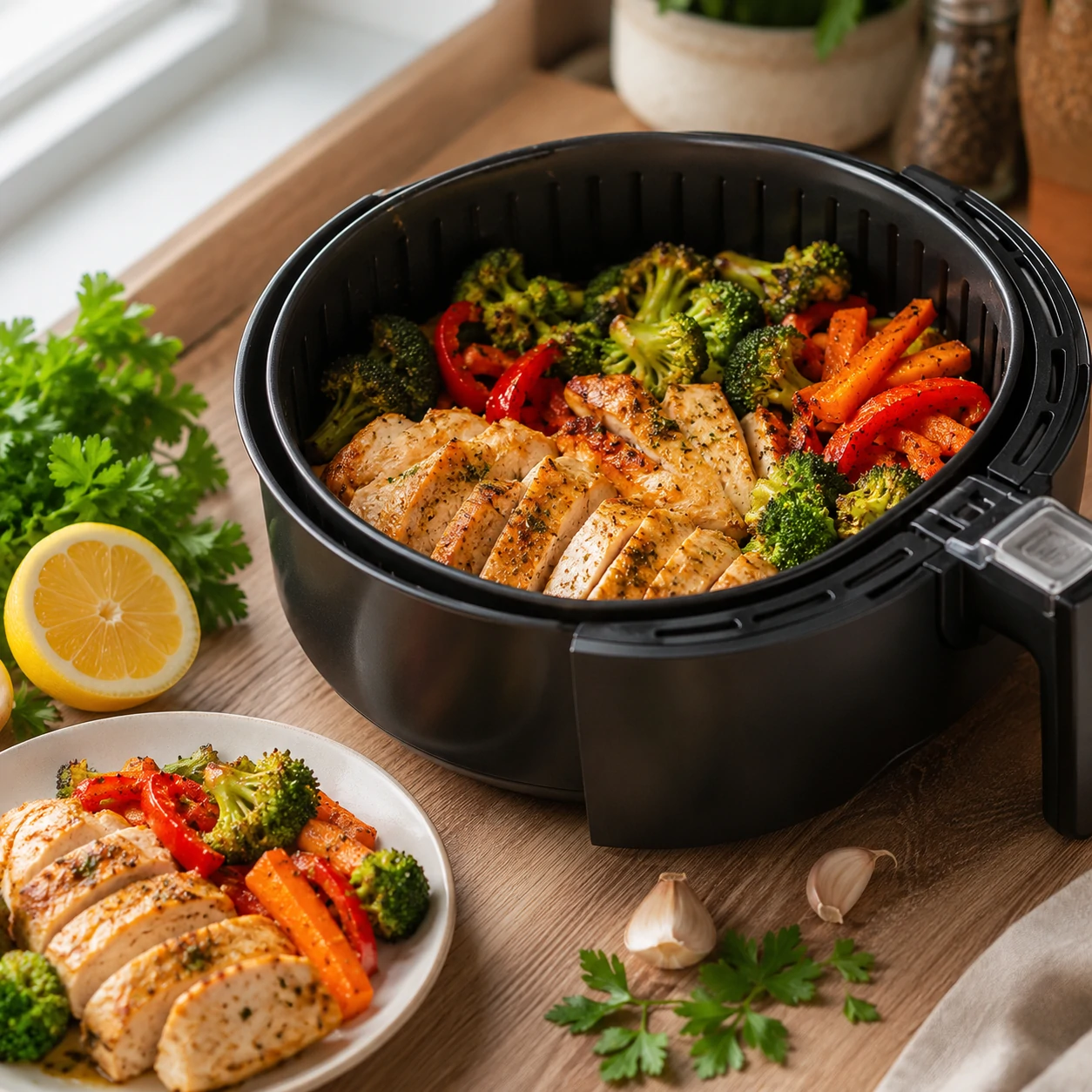 air fryer para adelgazar pollo y verduras cocinados sin aceite air fryer para adelgazar pollo y verduras cocinados sin aceite