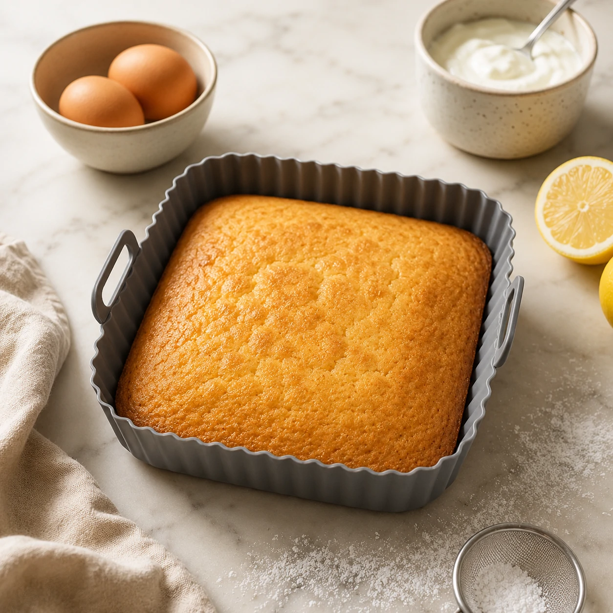 recetas con molde de silicona air fryer bizcocho recién hecho en molde Frygarra